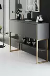 Kultainen Antrasiitti Lipasto - 100% Melamiinipinnoitettu Lastulevy, 120x80x30 cm, Metallijalat, Ylellinen Säilytysratkaisu - Lipastot ja senkit - 8684282883661 - 3