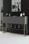 Kultainen Antrasiitti Lipasto - 100% Melamiinipinnoitettu Lastulevy, 120x80x30 cm, Metallijalat, Ylellinen Säilytysratkaisu - Lipastot ja senkit - 8684282883661 - 2