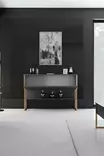 Kultainen Antrasiitti Lipasto - 100% Melamiinipinnoitettu Lastulevy, 120x80x30 cm, Metallijalat, Ylellinen Säilytysratkaisu - Lipastot ja senkit - 8684282883661 - 5