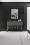 Kultainen Antrasiitti Lipasto - 100% Melamiinipinnoitettu Lastulevy, 120x80x30 cm, Metallijalat, Ylellinen Säilytysratkaisu - Lipastot ja senkit - 8684282883661 - 4