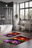 Kylpyhuonematto 2-osainen Setti - Monivärinen, 100% Polyesteri, 7mm Nukka, 600 gr/m², Koko 40x60cm ja 60x100cm - Kylpyhuonematot ja kosteantilan matot - 8684283193981 - 2