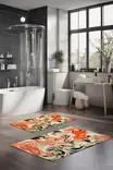 Kylpyhuonematto 2-osainen Setti - Monivärinen, 100% Polyesteri, Konepestävä, Liukumaton, Antibakteerinen, 40x60cm, 60x100cm - Kylpyhuonematot ja kosteantilan matot - 8684283193301 - 2