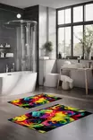 Kylpyhuonematto 2-osainen Setti, Monivärinen, 100% Polyesteri, 7 mm Nukka, 600 gr/m², Koko 40x60 cm ja 60x100 cm - Kylpyhuonematot ja kosteantilan matot - 8684283194391 - 2