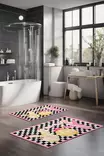 Kylpyhuonematto 2-osainen Setti, Monivärinen, 100% Polyesteri, 7mm Nukka, 600gr/m², Koko 40x60cm ja 60x100cm - Kylpyhuonematot ja kosteantilan matot - 8684283195701 - 2