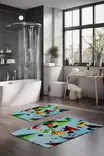 Kylpyhuonematto 2-osainen Setti, Monivärinen, 100% Polyesteri, 7mm Nukka, 600gr/m², Koko 40x60cm ja 60x100cm - Kylpyhuonematot ja kosteantilan matot - 8684283196531 - 2