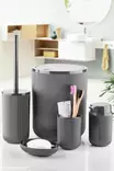 Kylpyhuonesetti 5-osainen, Anthracite, 100% Muovi, Saippua-annostelija, Saippuateline, Hammasharjateline, WC-harja, Roskakori - Kylpyhuonetarvikkeet - 8684283711581 - 2