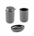 Kylpyhuonesetti 5-osainen, Anthracite, 100% Muovi, Saippua-annostelija, Saippuateline, Hammasharjateline, WC-harja, Roskakori - Kylpyhuonetarvikkeet - 8684283711581 - 4