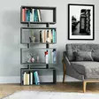 Moderni Anthrasiitti Kirjahylly - 100% Melamiinipinnoitettu Lastulevy, 18mm, 72x25x161cm, Useita Hyllyjä, Kiinnitettävä Seinä -  - 19-19-8683342216371 - 2