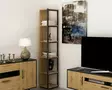 Moderni ja Teollinen Kirjahylly - Tammi Musta - 100% Melamiinipinnoitettu - 33,7x180x29,5 cm - Useita Hyllyjä - Kirjahyllyt - 8681875385601 - 2