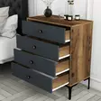 Moderni ja Teollinen Lipasto - 4 Vetolaatikkoa, Pähkinä-Antrasiitti, 100% Melamiinipinnoitettu, 76x90,7x40 cm - Lipastot ja senkit - 8683743327331 - 4
