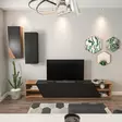 Moderni TV-taso Musta Teak 240x47x37,5 cm - 100% Melamiinipinnoitettu Hiukkaslevy, Useita Hyllyjä, Seinään Kiinnitettävä - TV-tasot - 8681181980231 - 4