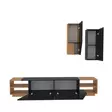 Moderni TV-taso Musta Teak 240x47x37,5 cm - 100% Melamiinipinnoitettu Hiukkaslevy, Useita Hyllyjä, Seinään Kiinnitettävä - TV-tasot - 8681181980231 - 8