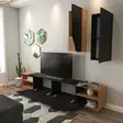 Moderni TV-taso Musta Teak 240x47x37,5 cm - 100% Melamiinipinnoitettu Hiukkaslevy, Useita Hyllyjä, Seinään Kiinnitettävä - TV-tasot - 8681181980231 - 5