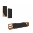 Moderni TV-taso Musta Teak 240x47x37,5 cm - 100% Melamiinipinnoitettu Hiukkaslevy, Useita Hyllyjä, Seinään Kiinnitettävä - TV-tasot - 8681181980231 - 1