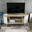 Moderni TV-taso, Oud Tammi Valkoinen, 140x43x64 cm, 100% Melamiinipinnoitettu, Kestävä ja Tyylikäs Huonekalu - TV-tasot - 8683743121731 - 5