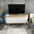 Moderni TV-taso, Oud Tammi Valkoinen, 140x43x64 cm, 100% Melamiinipinnoitettu, Kestävä ja Tyylikäs Huonekalu - TV-tasot - 8683743121731 - 2
