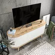 Moderni TV-taso, Oud Tammi Valkoinen, 140x43x64 cm, 100% Melamiinipinnoitettu, Kestävä ja Tyylikäs Huonekalu - TV-tasot - 8683743121731 - 4