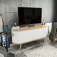 Moderni TV-taso, Oud Tammi Valkoinen, 140x43x64 cm, 100% Melamiinipinnoitettu, Kestävä ja Tyylikäs Huonekalu - TV-tasot - 8683743121731 - 3