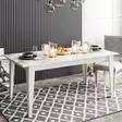 Monikäyttöinen Valkoinen Ruokapöytä 180x76,8x90 cm - 100% Melamiinipinnoitettu Lastulevy, Marmori Kuviointi - Ruokapöydät - 8681875670721 - 2