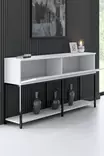 Monivärinen Konsoli - Musta Valkoinen - 100% Melamiinipinnoitettu Lastulevy - 150x80x30 cm - Metallijalat - Lipastot ja senkit - 8684282484141 - 3