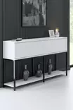 Monivärinen Konsoli - Musta Valkoinen - 100% Melamiinipinnoitettu Lastulevy - 150x80x30 cm - Metallijalat - Lipastot ja senkit - 8684282484141 - 2