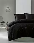 Satiininen tuplapussilakanasetti, musta, 200 x 220 cm, pehmeä, kestävä - Lakanat ja tyynyliinat - 8681875061581 - 2