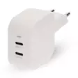 Seinälaturi | 45 W | GaN | PD3.0 | 2.25 A / 3.0 A | Lähtöliitäntöjen määrä: 2 | 2x USB-C | Automaattinen Jännitteen Valinta | Valkoinen - Verkkolaturit - 5412810470211 - 1