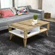 Sohvapöytä - Moderni ja Monikäyttöinen, Tammi Valkoinen, 100% Melamiinipinnoitettu, 90x60x40 cm, Lisäsäilytystila - Sohvapöydät - 8681875508611 - 2
