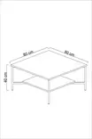 Sohvapöytä - Tyylikäs ja Kestävä - Valkoinen/Musta - 100% Melamiinipinnoitettu - Metallijalat - 80x80x40 cm - Sohvapöydät - 8683742126201 - 4