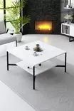 Sohvapöytä - Tyylikäs ja Kestävä - Valkoinen/Musta - 100% Melamiinipinnoitettu - Metallijalat - 80x80x40 cm - Sohvapöydät - 8683742126201 - 2