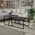 Sohvapöytäsarja - Anthracite Black - 100% Melamiinipinnoitettu Lastulevy - 100% Metalli - 88x38x50 cm & 57x45x55 cm - Sohvapöydät - 8681875478181 - 2