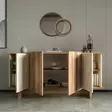 Travertiini Pähkinä Konsoli - 100% Melamiinipinnoitettu Lastulevy, 180x81x40 cm, Useita Hyllyjä, Kiinnitettävä Seinä - Lipastot ja senkit - 8684283421121 - 3