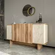 Travertiini Pähkinä Konsoli - 100% Melamiinipinnoitettu Lastulevy, 180x81x40 cm, Useita Hyllyjä, Kiinnitettävä Seinä - Lipastot ja senkit - 8684283421121 - 5