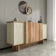 Travertiini Pähkinä Konsoli - 100% Melamiinipinnoitettu Lastulevy, 180x81x40 cm, Useita Hyllyjä, Kiinnitettävä Seinä - Lipastot ja senkit - 8684283421121 - 4