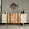 Travertiini Pähkinä Konsoli - 100% Melamiinipinnoitettu Lastulevy, 180x81x40 cm, Useita Hyllyjä, Kiinnitettävä Seinä - Lipastot ja senkit - 8684283421121 - 2