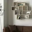 Travertiini Seinä Hylly 115,5x103,5x15 cm - 100% Melamiinipinnoitettu Lastulevy, Useita Hyllyjä, Kiinnitettävä Seinäasennus - Seinähyllyt - 8684283018321 - 3
