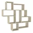 Travertiini Seinä Hylly 115,5x103,5x15 cm - 100% Melamiinipinnoitettu Lastulevy, Useita Hyllyjä, Kiinnitettävä Seinäasennus - Seinähyllyt - 8684283018321 - 1
