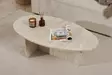 Travertiini Sohvapöytä - 100% Melamiinipinnoitettu Lastulevy, 18mm, 120x40x65cm, Helppo Koota, Tyylikäs ja Kestävä - Sohvapöydät - 8684283887651 - 4