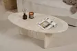 Travertiini Sohvapöytä - 100% Melamiinipinnoitettu Lastulevy, 18mm, 120x40x65cm, Helppo Koota, Tyylikäs ja Kestävä - Sohvapöydät - 8684283887651 - 5