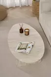 Travertiini Sohvapöytä - 100% Melamiinipinnoitettu Lastulevy, 18mm, 120x40x65cm, Helppo Koota, Tyylikäs ja Kestävä - Sohvapöydät - 8684283887651 - 6