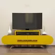 TV-taso, saksanpähkinän keltainen, 145 cm leveä, kestävä, runsaasti säilytystilaa - TV-tasot - 8681875184761 - 3