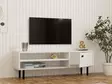 TV-taso, Valkoinen, 100% Melamiinipinnoitettu Lastulevy, 18 mm, 120x38x30 cm, Useita Hyllyjä, Kiinnitettävä Seinäkiinnitys - TV-tasot - 8684282618201 - 4
