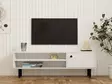 TV-taso, Valkoinen, 100% Melamiinipinnoitettu Lastulevy, 18 mm, 120x38x30 cm, Useita Hyllyjä, Kiinnitettävä Seinäkiinnitys - TV-tasot - 8684282618201 - 3