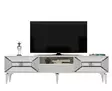 TV-taso, valkoinen/hopea, 100% melamiinipinnoitettu, 150x50x30 cm, 18 mm, 1 paketti, helppo koota ja puhdistaa - TV-tasot - 8683742469391 - 1