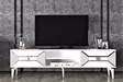 TV-taso, valkoinen/hopea, 100% melamiinipinnoitettu, 150x50x30 cm, 18 mm, 1 paketti, helppo koota ja puhdistaa - TV-tasot - 8683742469391 - 2
