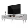 TV-taso, valkoinen/hopea, 100% melamiinipinnoitettu, 150x50x30 cm, 18 mm, 1 paketti, helppo koota ja puhdistaa - TV-tasot - 8683742469391 - 4