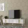 TV-taso, Valkoinen Kulta, 100% Melamiinipinnoitettu Lastulevy, 18mm, 150x44,6x29,6cm, Ylellinen ja Tyylikäs Design - TV-tasot - 8684282612131 - 2