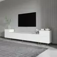 TV-taso Valkoinen Marmori Kulta, 100% Melamiinipinnoitettu Lastulevy, 18mm, 180x45,2x35cm, Kiinnitettävä Seinäasennus - TV-tasot - 8684282548461 - 3