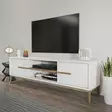 TV-taso, Valkoinen Pähkinä, 100% Melamiinipinnoitettu, 18mm, 120x43,6x29,6cm, Tyylikäs ja Kestävä Huonekalu - TV-tasot - 8683743959761 - 3