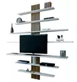 TV-taso, Valkoinen Pähkinä, 100% Melamiinipinnoitettu Lastulevy, 18 mm, 160x160x30 cm, Useita Hyllyjä, Seinään Kiinnitettävä - TV-tasot - 8681181613221 - 1